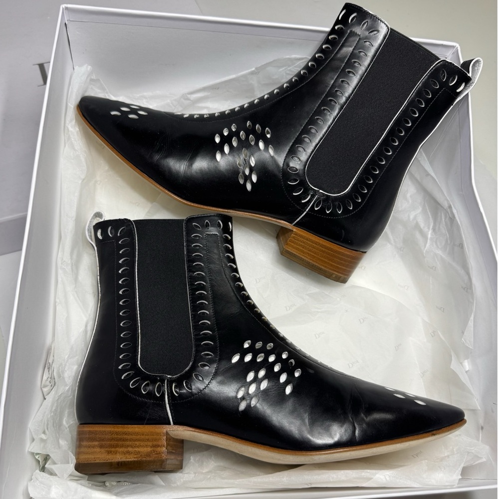 Dior Authentic Lazer Cut Ankle Boots Black Leather NWT US size 7.5/8